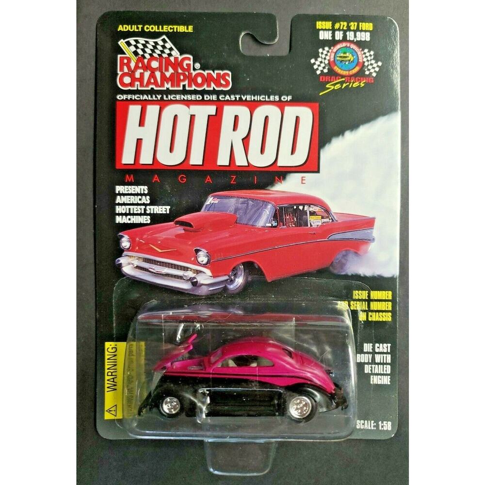 1998 Racing‎ Champions #72 Hot Rod Mag '37 Ford Purple / Black 1:58 HW1